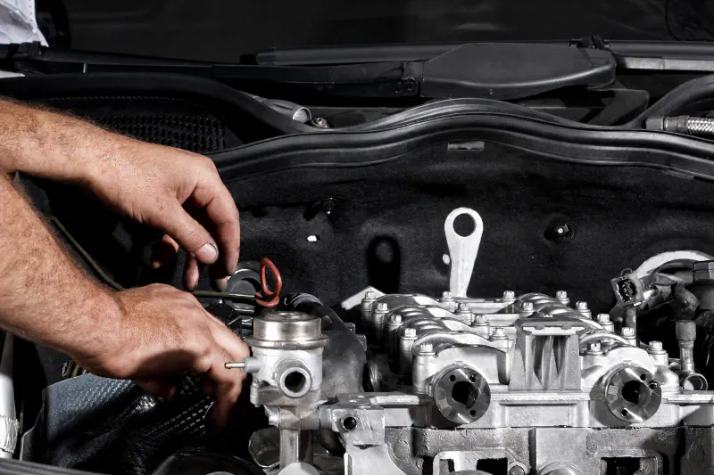 Alan Edwards Motors servicing a car